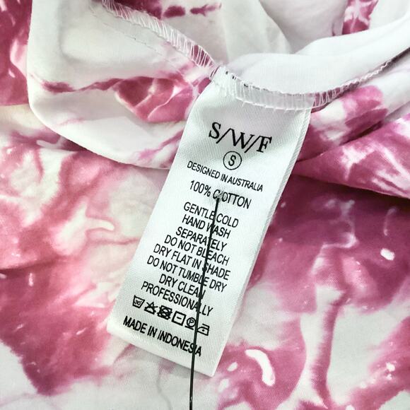 S/W/F Escapism Treasure White Pink Smocked Tie Dye Mini Dress S $279 - Picture 10 of 12